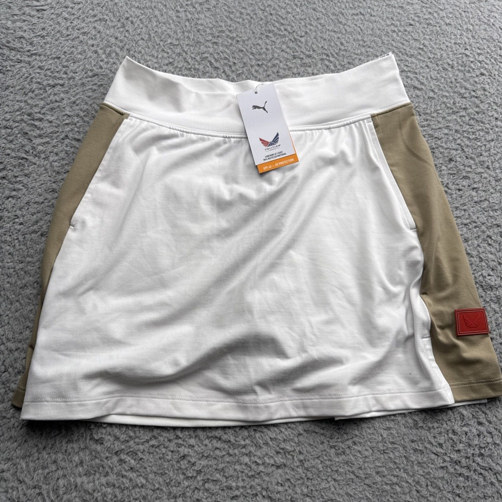 Puma Volition Blake Skort Womens Small Golf Tennis White Ice Coffee 635678 01